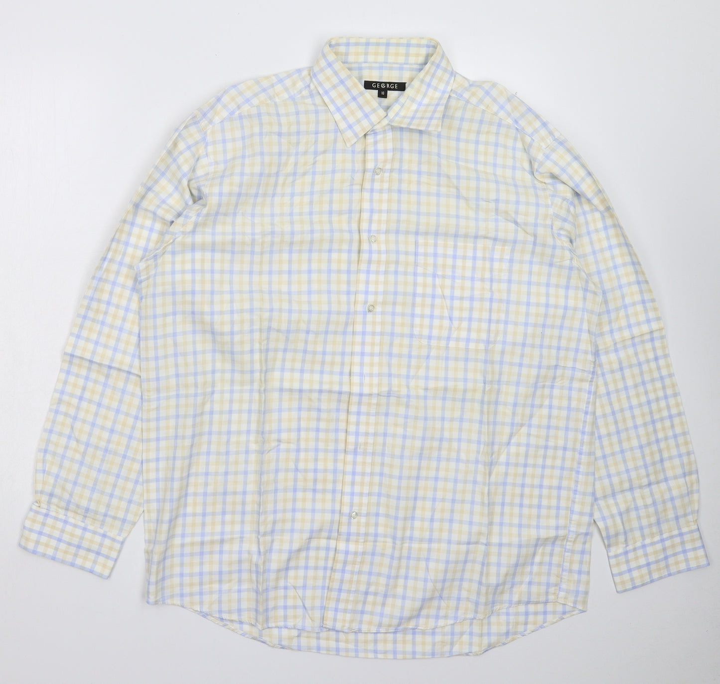 George Mens Multicoloured Check   Dress Shirt Size 16