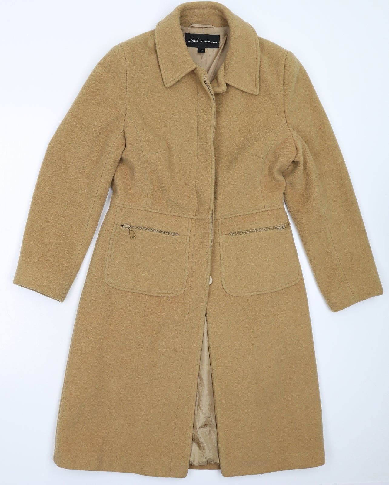 Jane Norman Womens Beige   Pea Coat Coat Size 12