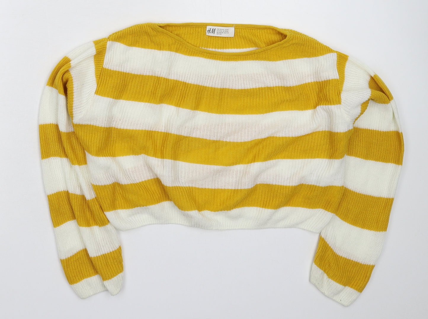 H&M Girls Multicoloured Striped Knit Pullover Jumper Size 9-10 Years