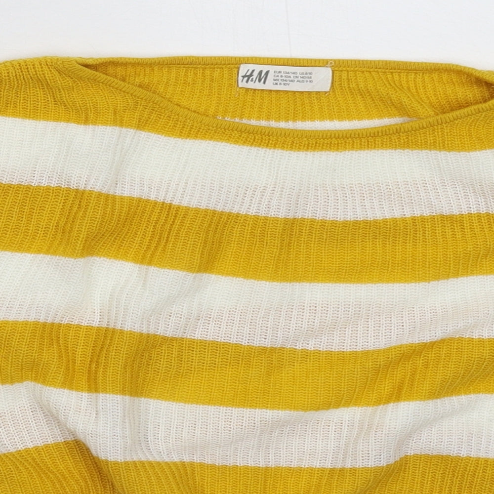 H&M Girls Multicoloured Striped Knit Pullover Jumper Size 9-10 Years