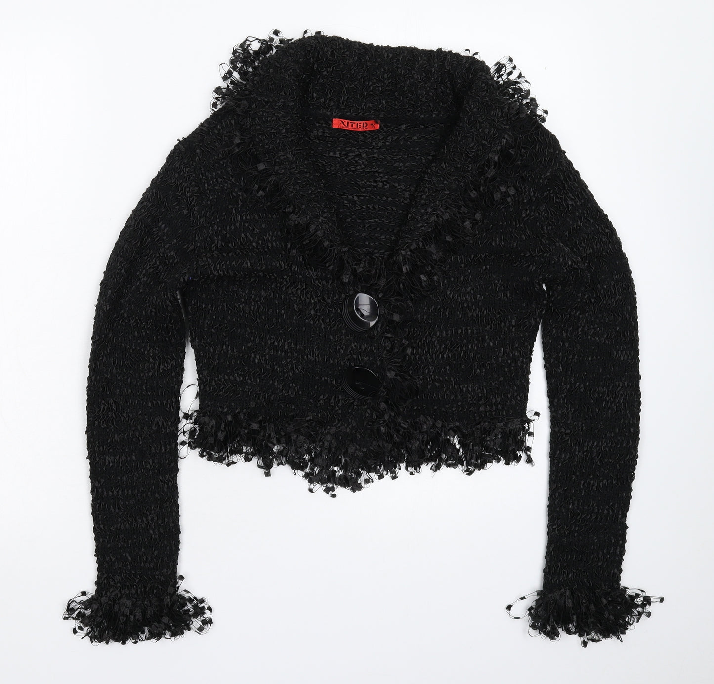 Xited Womens Black  Knit Cardigan Jumper Size M