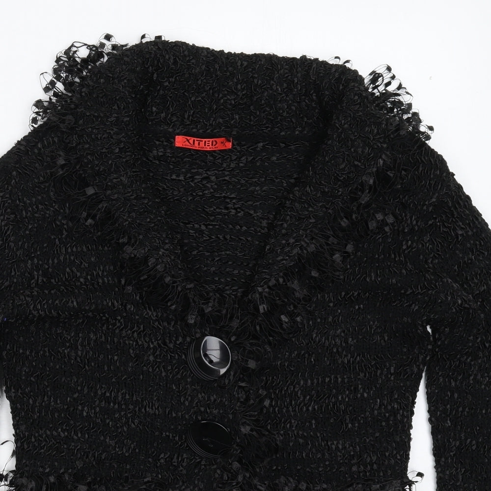 Xited Womens Black  Knit Cardigan Jumper Size M