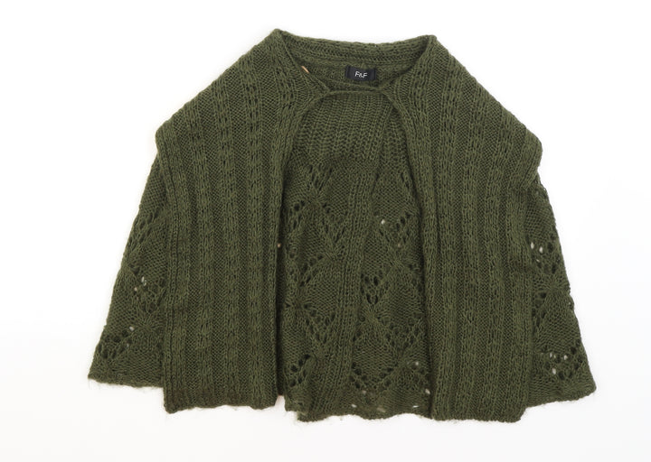F&F Girls Green   Shrug Jumper Size 7-8 Years