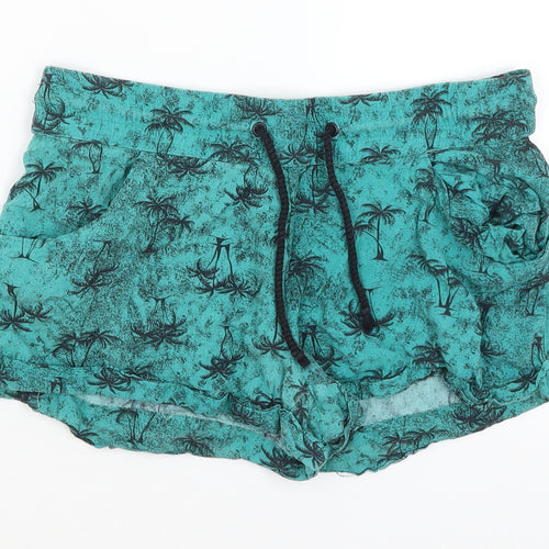 Red Herring Womens Blue   Hot Pants Shorts Size 8 - Palm Trees