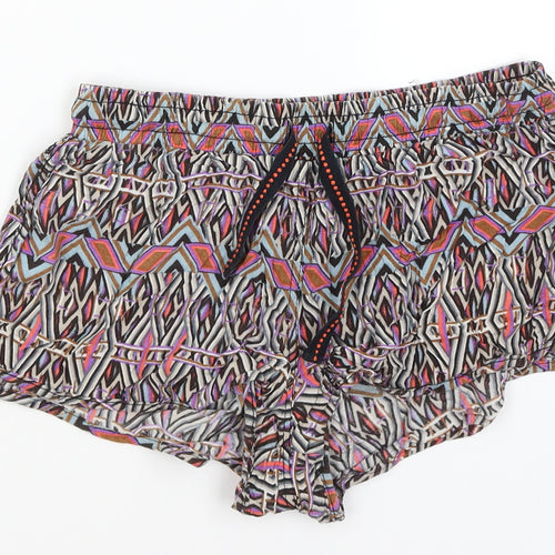 Denim Co Womens Black Geometric  Hot Pants Shorts Size 12