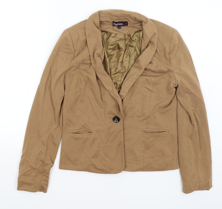 Boohoo Womens Brown Jacket Blazer Size 12