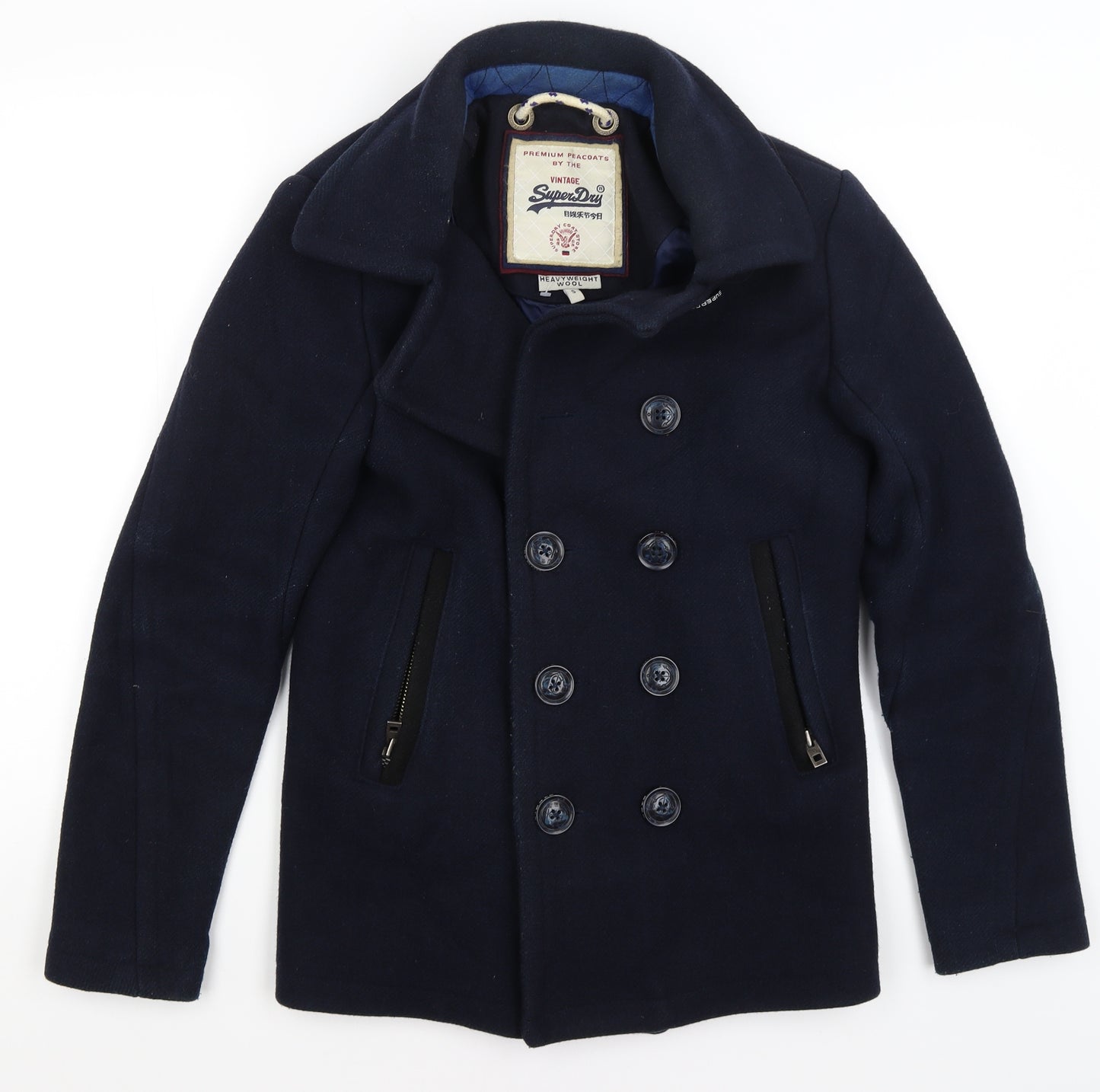 Superdry Womens Blue   Pea Coat Coat Size S