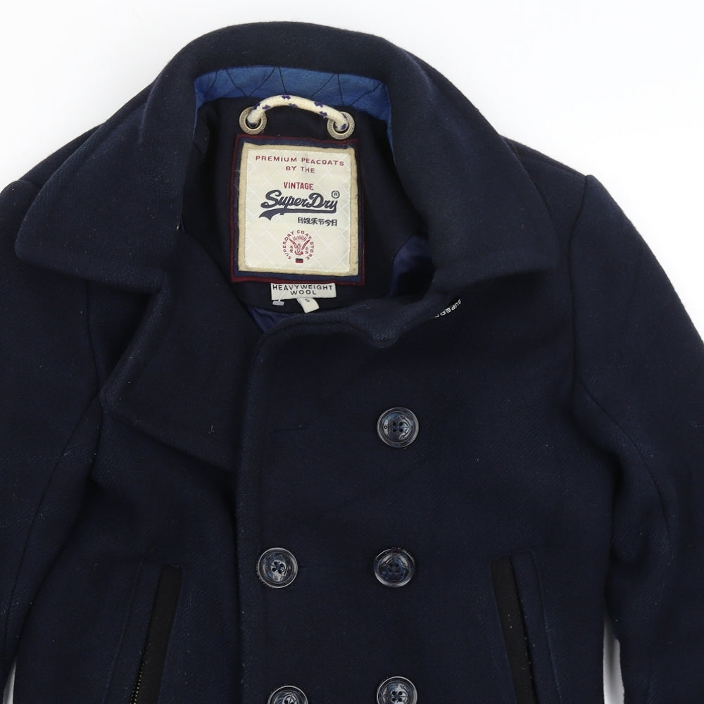 Superdry Womens Blue   Pea Coat Coat Size S