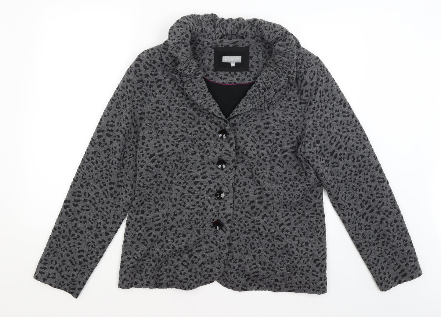 Per Una Womens Grey Animal Print  Jacket Blazer Size 20