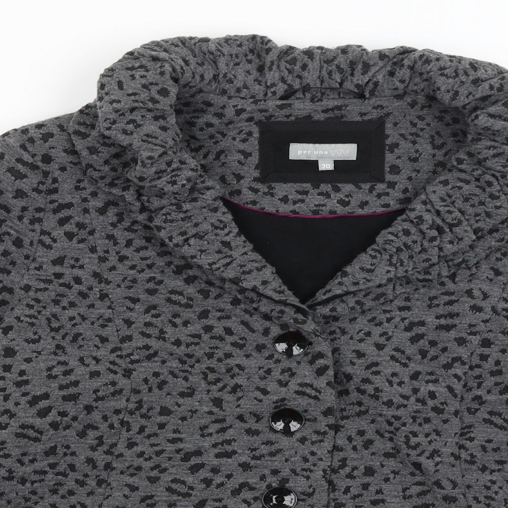 Per Una Womens Grey Animal Print  Jacket Blazer Size 20