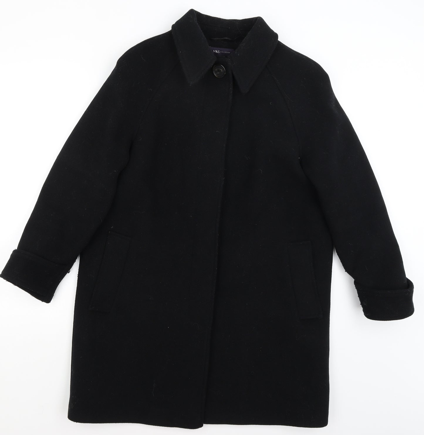 M&S Womens Black   Pea Coat Coat Size 14