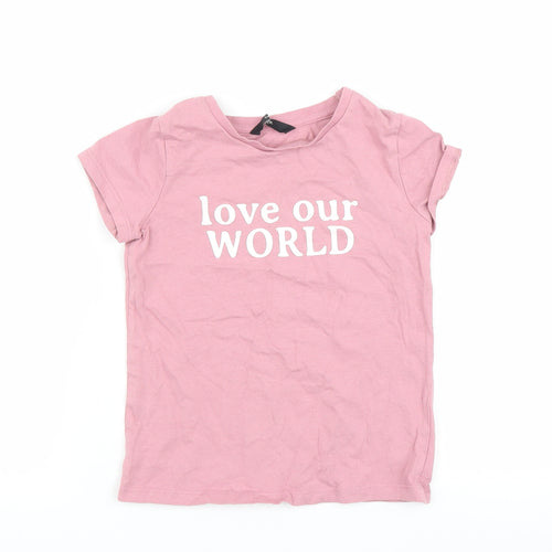 George Girls Pink   Basic T-Shirt Size 5-6 Years