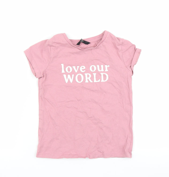 George Girls Pink Basic T-Shirt Size 5-6 Years