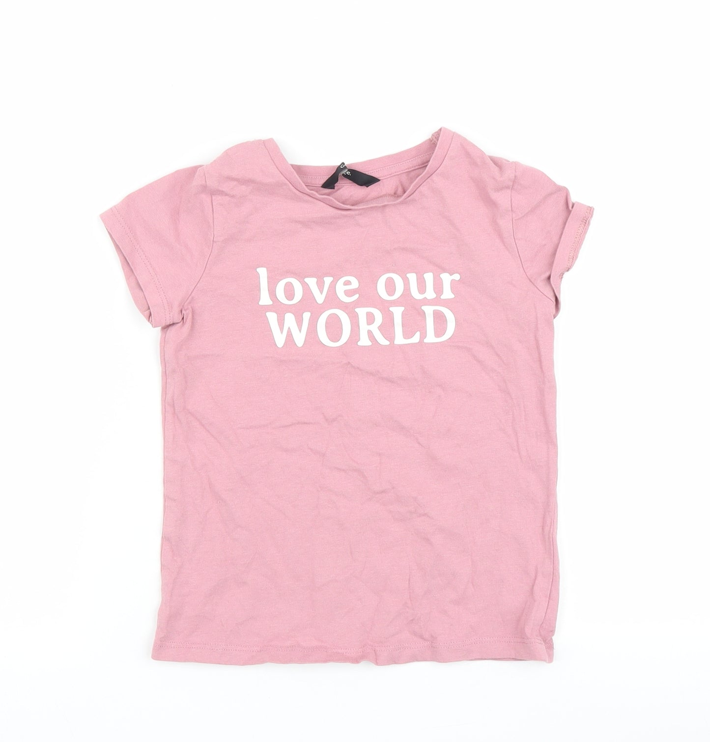 George Girls Pink   Basic T-Shirt Size 5-6 Years
