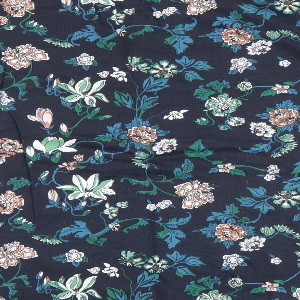 H&M Womens Blue Floral  Pullover Sweatshirt Size L