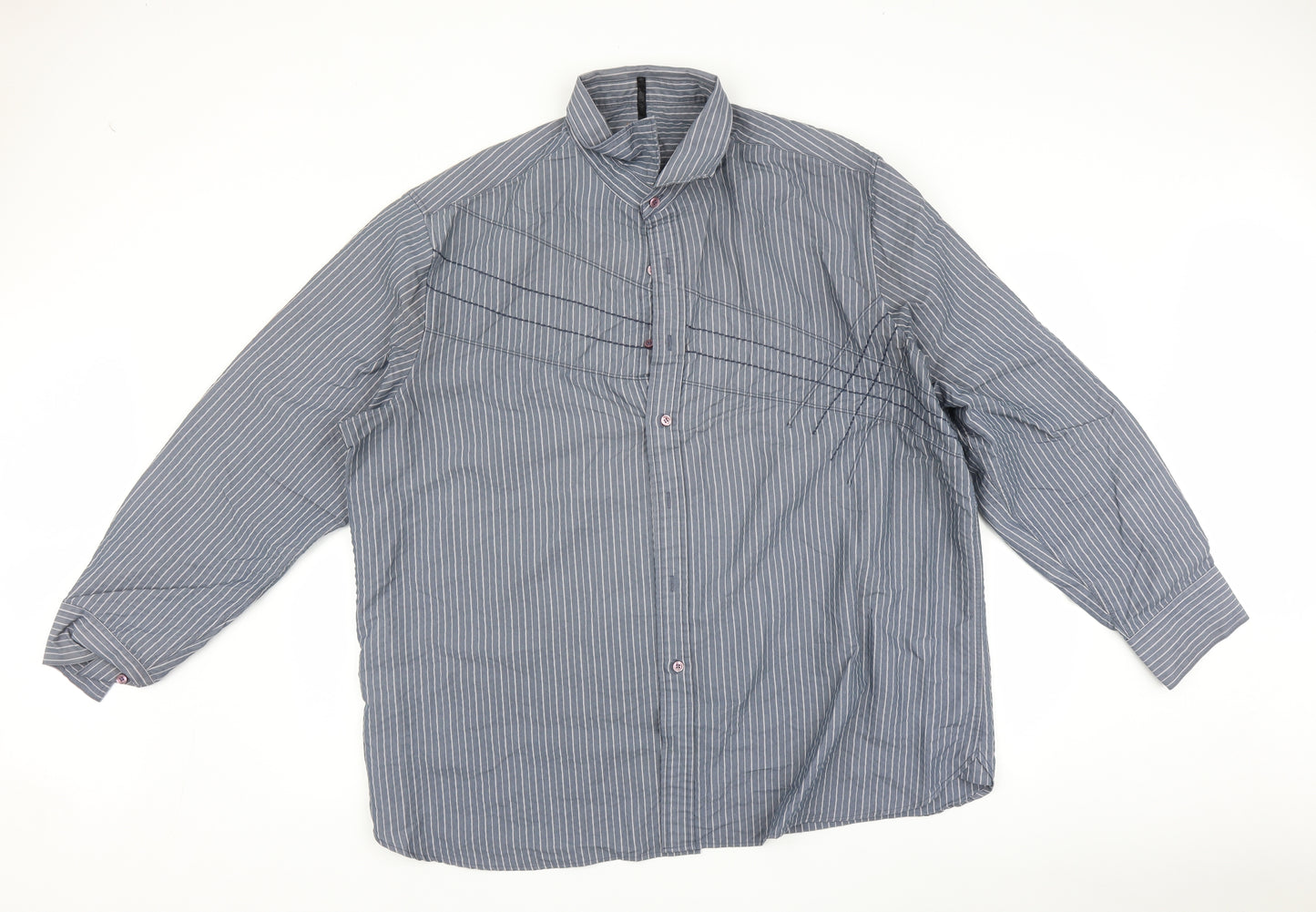 BHS Mens Blue Striped   Button-Up Size 2XL