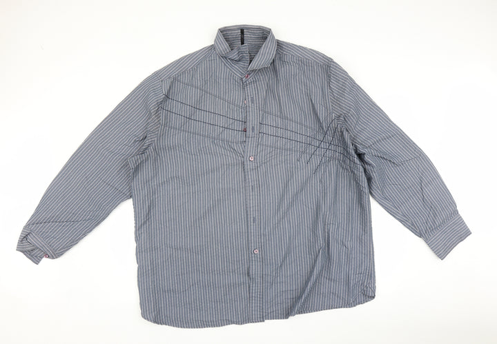 BHS Mens Blue Striped   Button-Up Size 2XL
