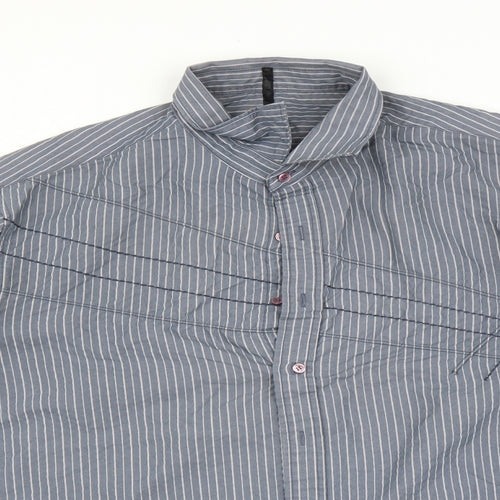 BHS Mens Blue Striped   Button-Up Size 2XL