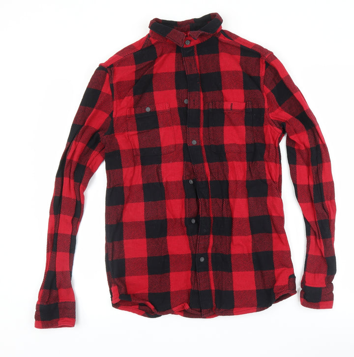 Primark Mens Purple Check Button-Up Size S