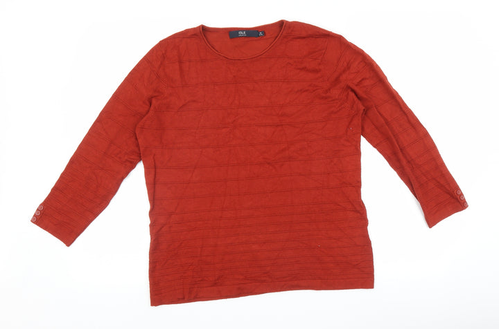 EWM Womens Red Houndstooth  Pullover Jumper Size M