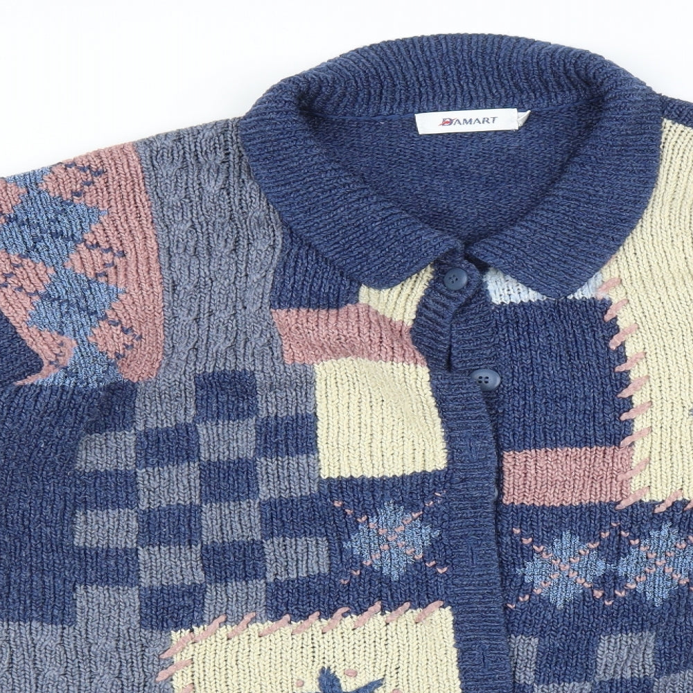 Damart Womens Multicoloured Geometric  Cardigan Jumper Size 18