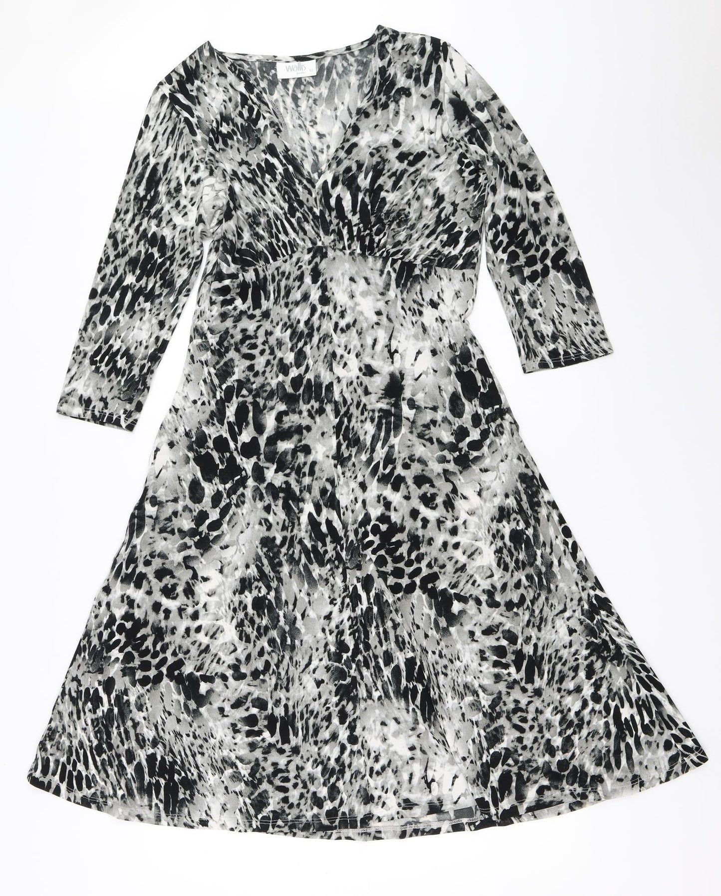 Wallis Womens Grey Animal Print  Fit & Flare  Size 12