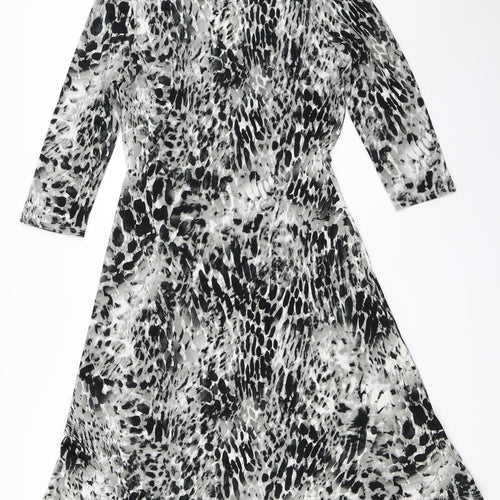 Wallis Womens Grey Animal Print  Fit & Flare  Size 12