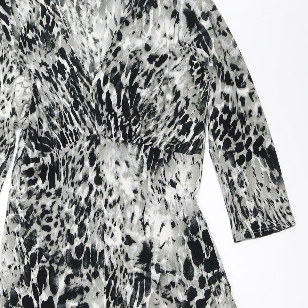 Wallis Womens Grey Animal Print  Fit & Flare  Size 12