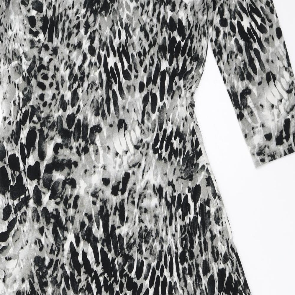 Wallis Womens Grey Animal Print  Fit & Flare  Size 12