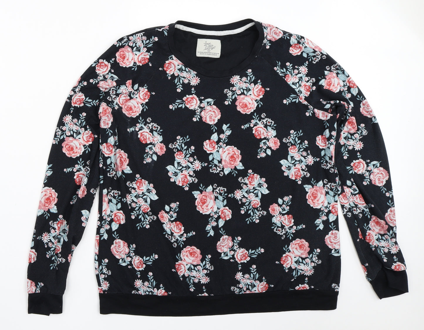 Primark Womens Black Floral  Top Pyjama Top Size M