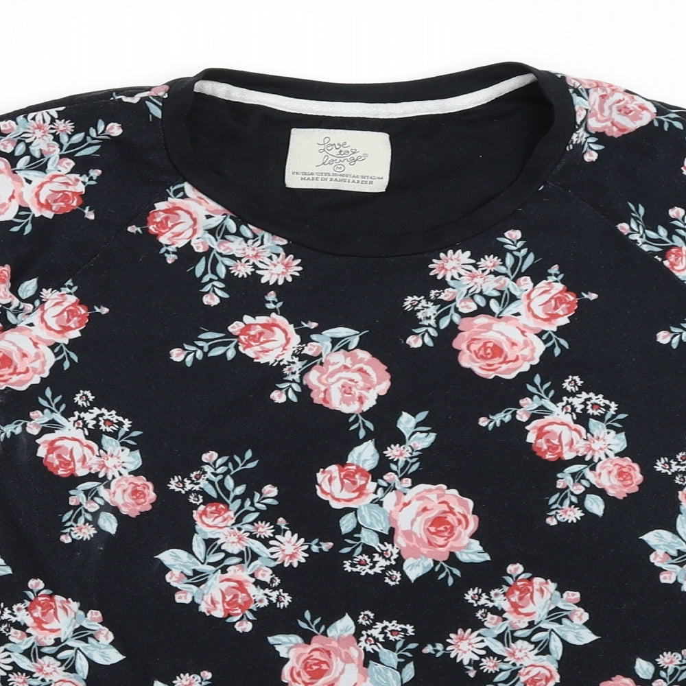 Primark Womens Black Floral  Top Pyjama Top Size M