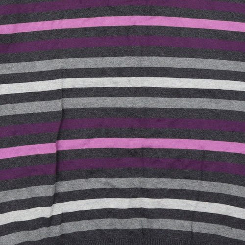Easy Mens Grey Striped  Pullover Jumper Size L