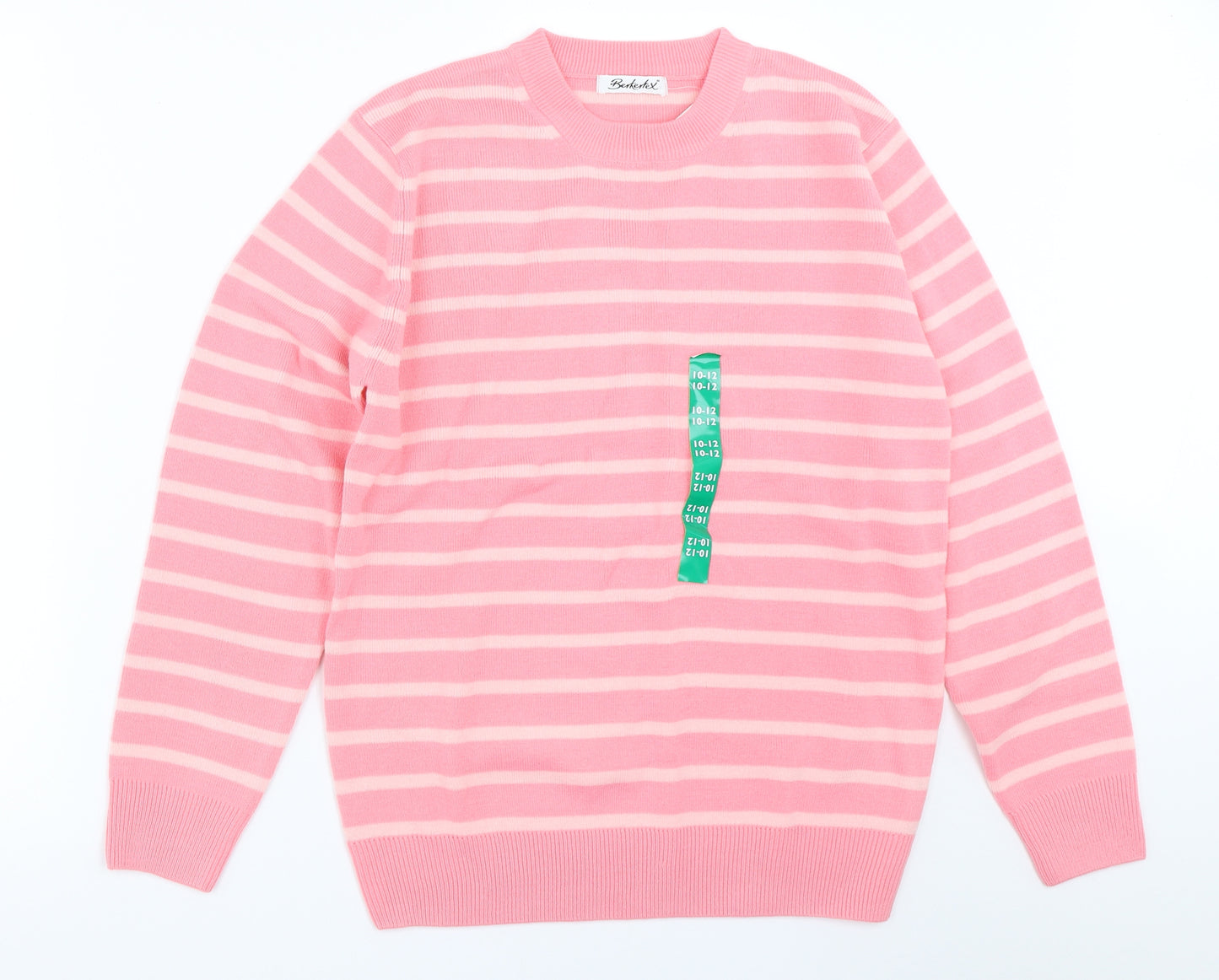Berkertex Womens Pink Striped  Pullover Jumper Size 10