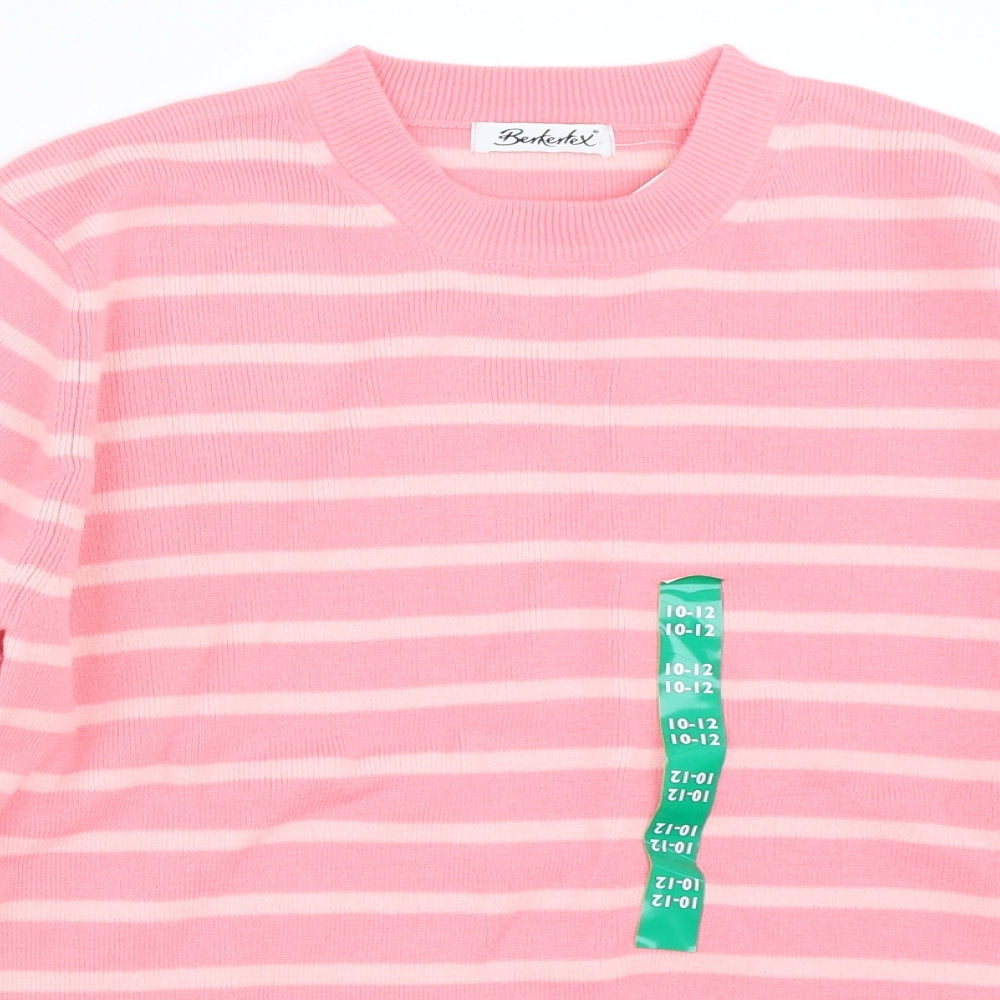 Berkertex Womens Pink Striped  Pullover Jumper Size 10