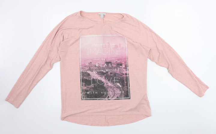 Amisu Womens Pink Basic T-Shirt Size M