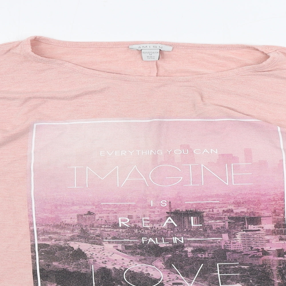 Amisu Womens Pink   Basic T-Shirt Size M