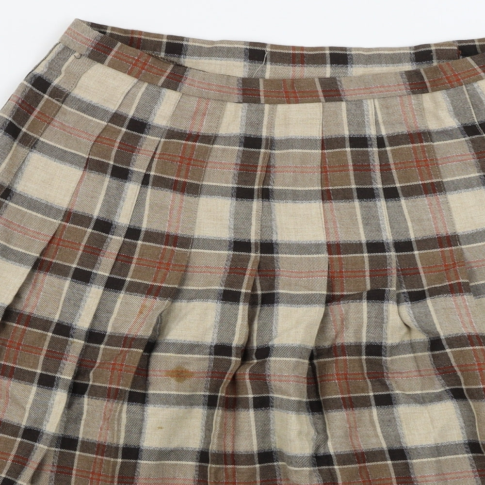 Preworn Womens Brown Check  A-Line Skirt Size 18