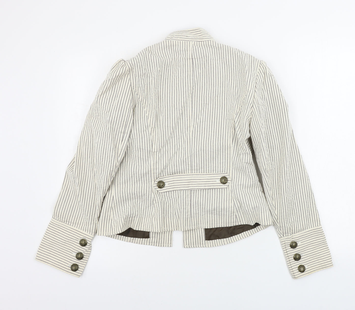 Country Casuals Womens Beige Striped  Jacket Coat Size 10