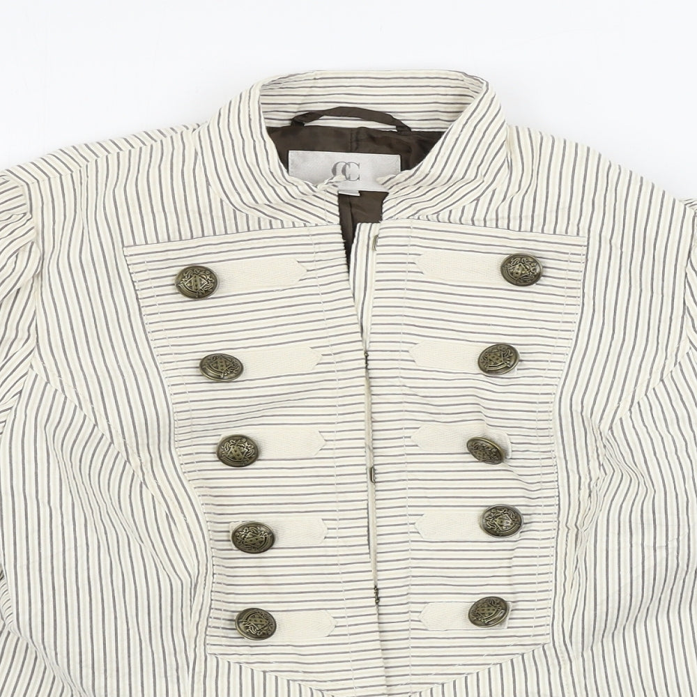 Country Casuals Womens Beige Striped  Jacket Coat Size 10