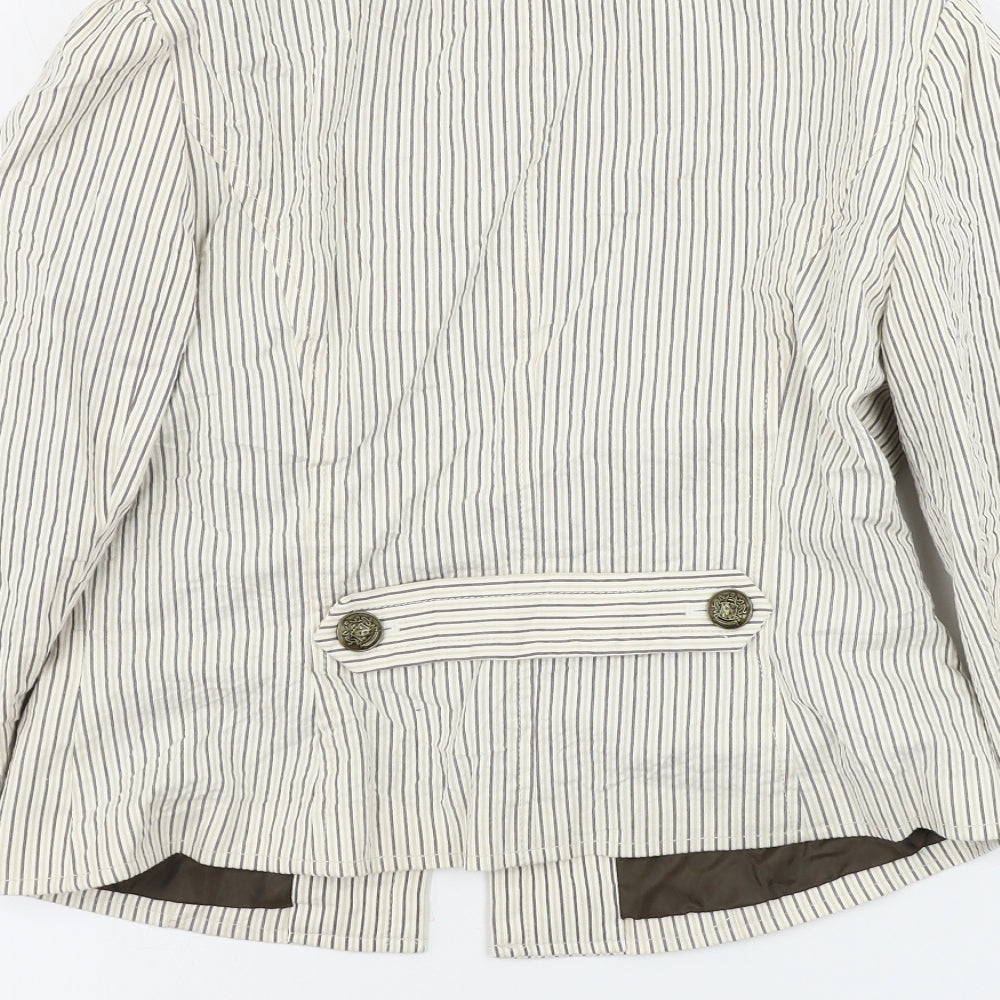 Country Casuals Womens Beige Striped  Jacket Coat Size 10