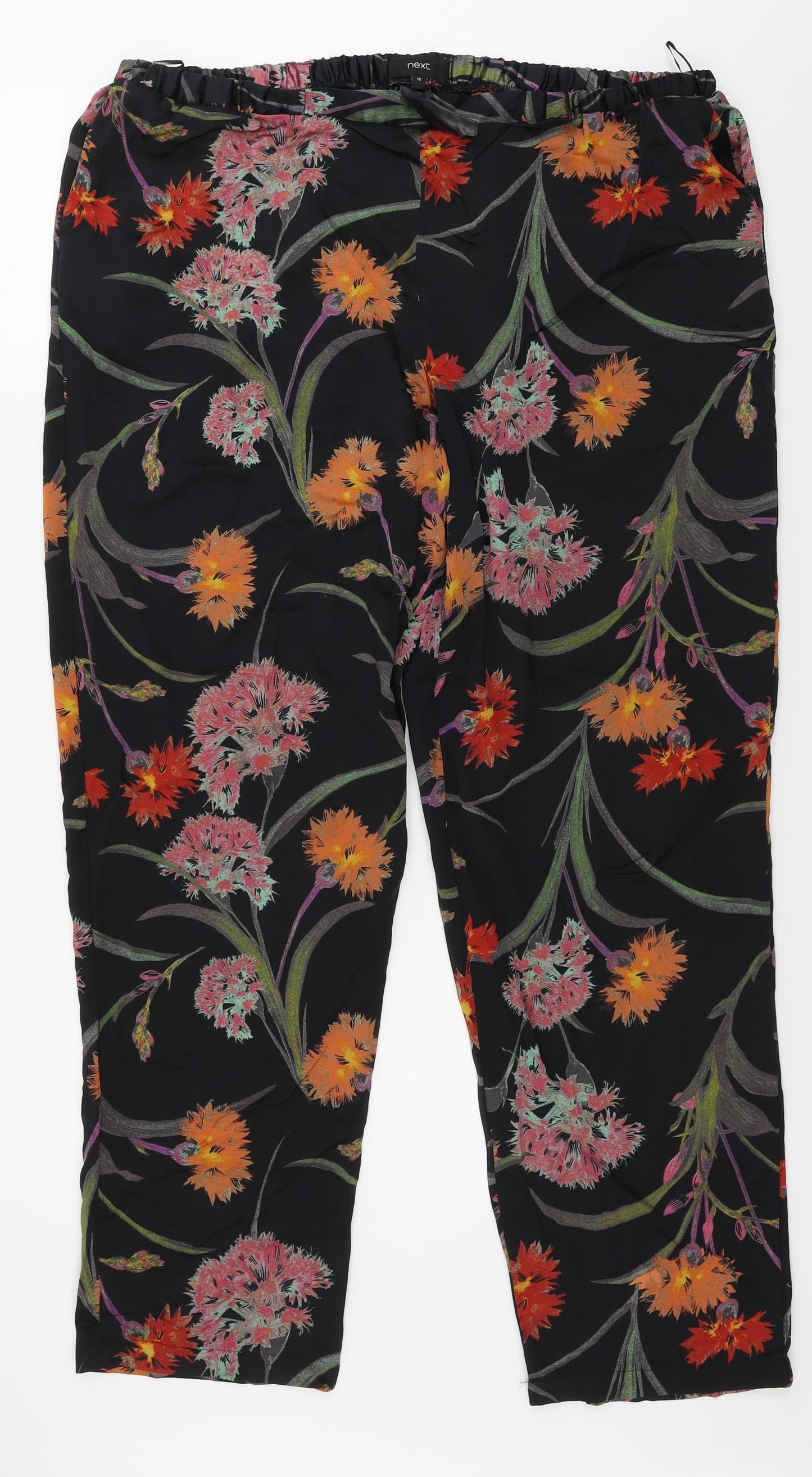 NEXT Womens Black Fair Isle  Trousers  Size 16 L25 in