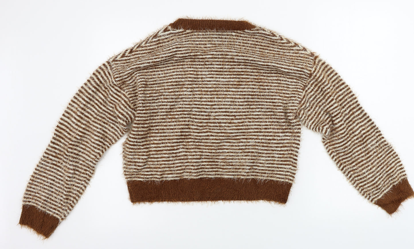 Wednesday's girl  Womens Brown Striped  Pullover Jumper Size S