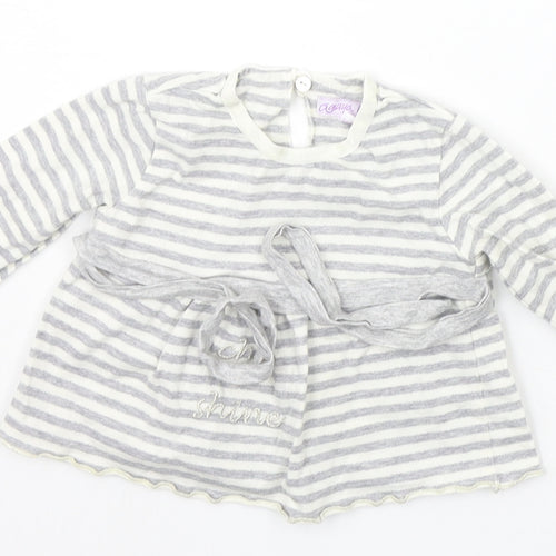 garaya bebe Baby Grey Striped  Basic T-Shirt Size 6-9 Months
