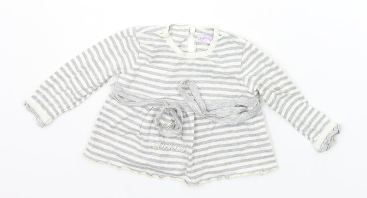 garaya bebe Baby Grey Striped Basic T-Shirt Size 6-9 Months