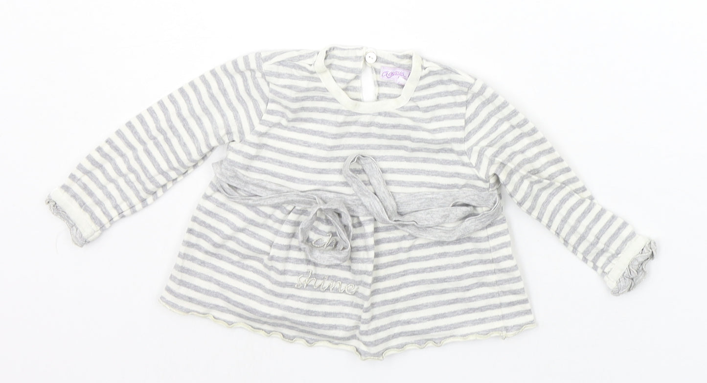 garaya bebe Baby Grey Striped  Basic T-Shirt Size 6-9 Months