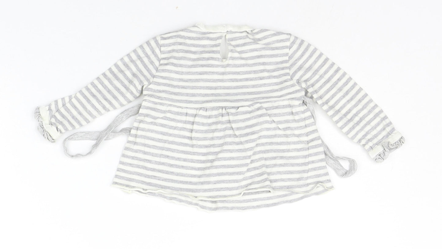 garaya bebe Baby Grey Striped  Basic T-Shirt Size 6-9 Months