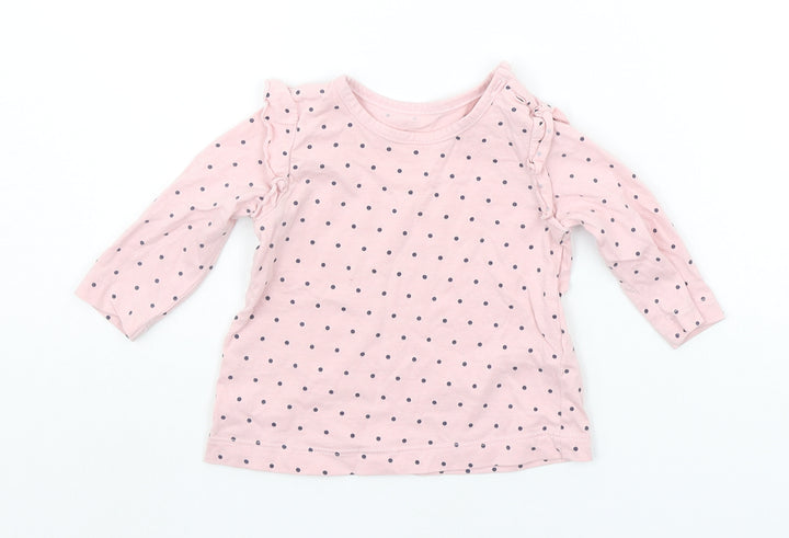 Matalan Baby Pink Polka Dot  Basic T-Shirt Size 3-6 Months