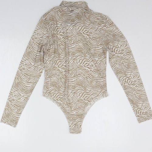 Primark Womens Beige Animal Print  Bodysuit One-Piece Size S