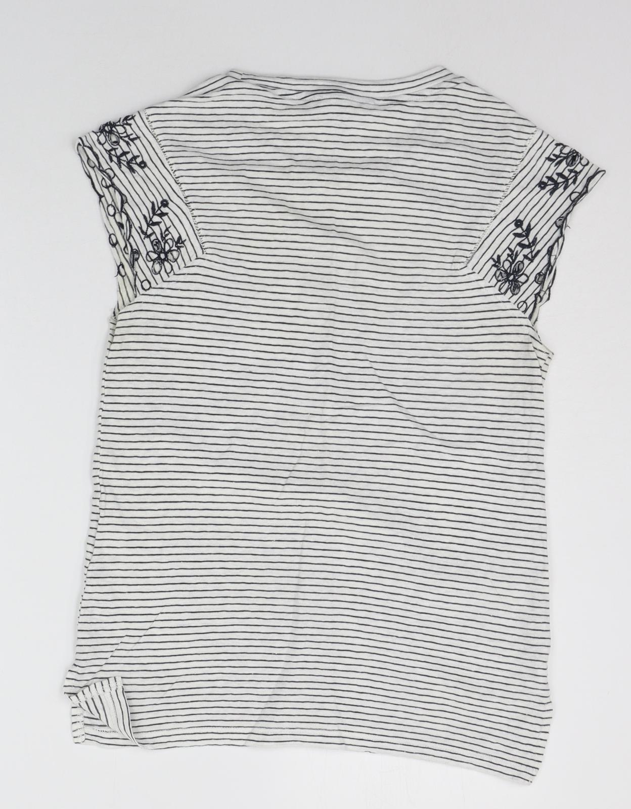 NEXT Womens White Striped  Basic T-Shirt Size 8