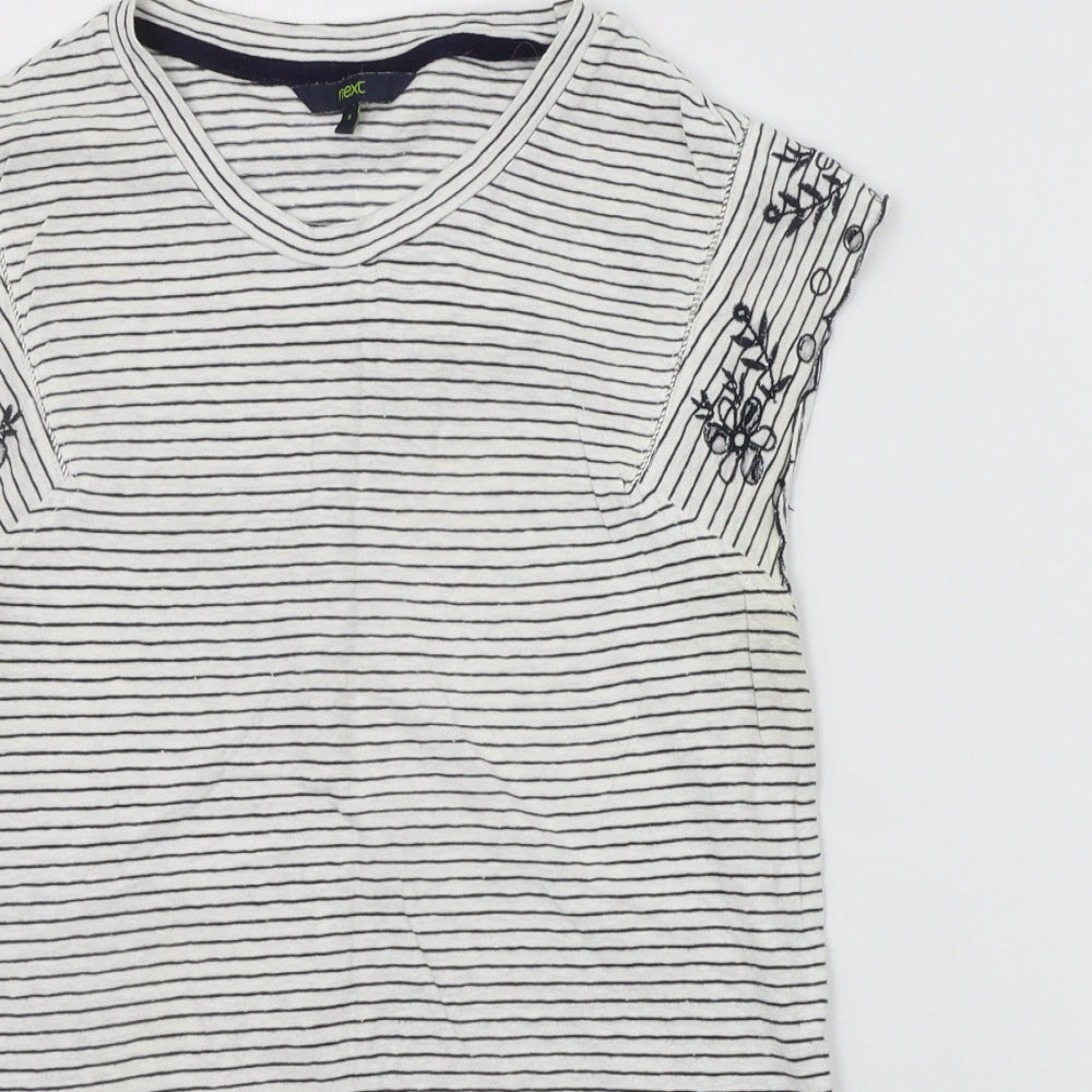 NEXT Womens White Striped  Basic T-Shirt Size 8